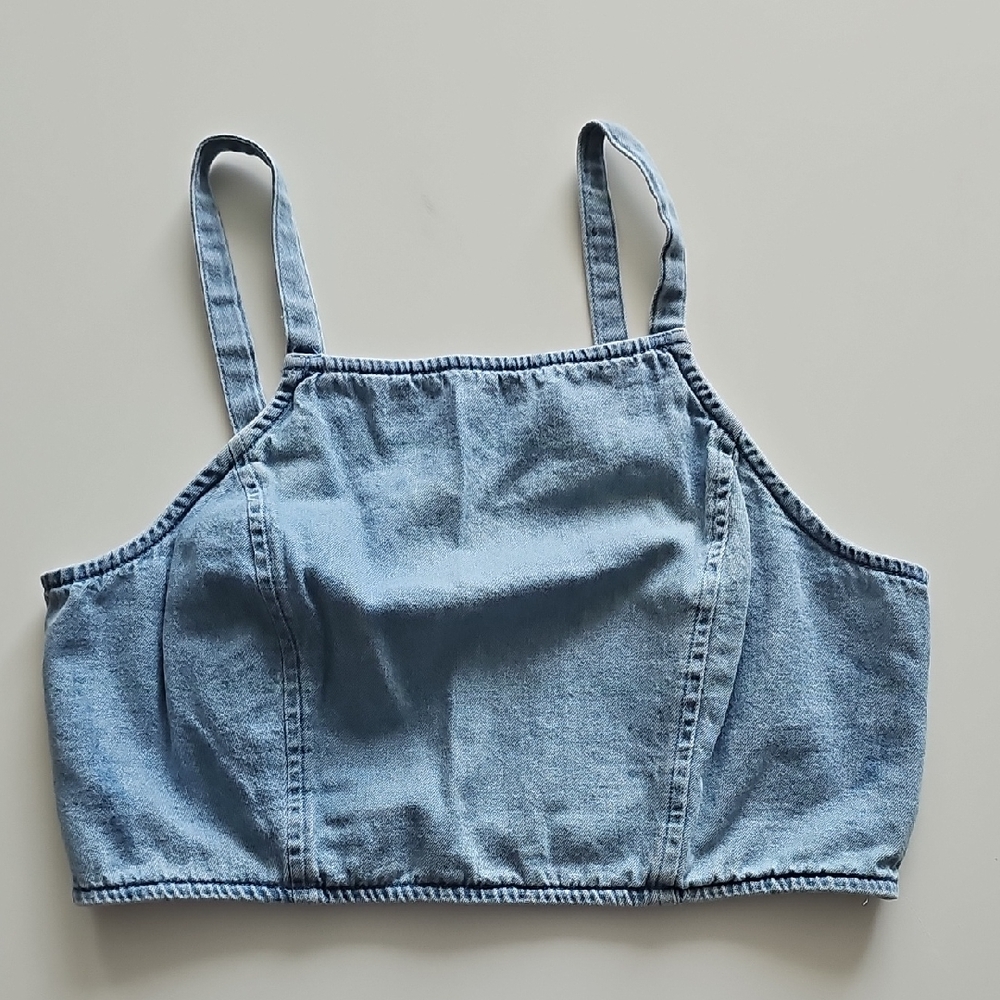American Eagle Outfitters Blue Smocked Crop Top